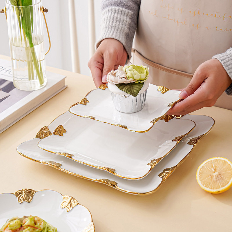 Nordic Phnom Penh Steak Plate Ceramic Western Food Plate Breakfast Internet Popular Tableware Household Dinner Plate Creative Plate Dim Sum Plate