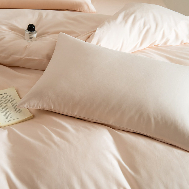 Class a 100-Count Pure Cotton Satin Brushed Four-Piece Set Pure Color Thickeneded Long-Staple Cotton Quilt Cover Simple Pure Cotton Three-Piece Set