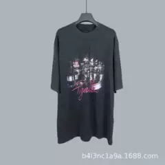 【In-Stock Instant Shipping】High-Quality Paris B Print Embroidery Washed Collection Unisex Loose Short-Sleeve T-Shirt