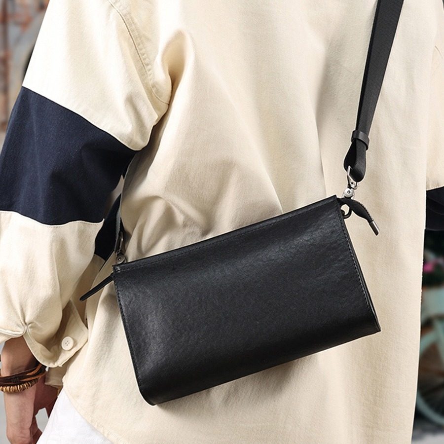 Cowhide Casual Trendy Brand Shoulder Bag Men's Bag Genuine Leather High-end Men's Crossbody Bag Multi-functional Business Clutch Bag