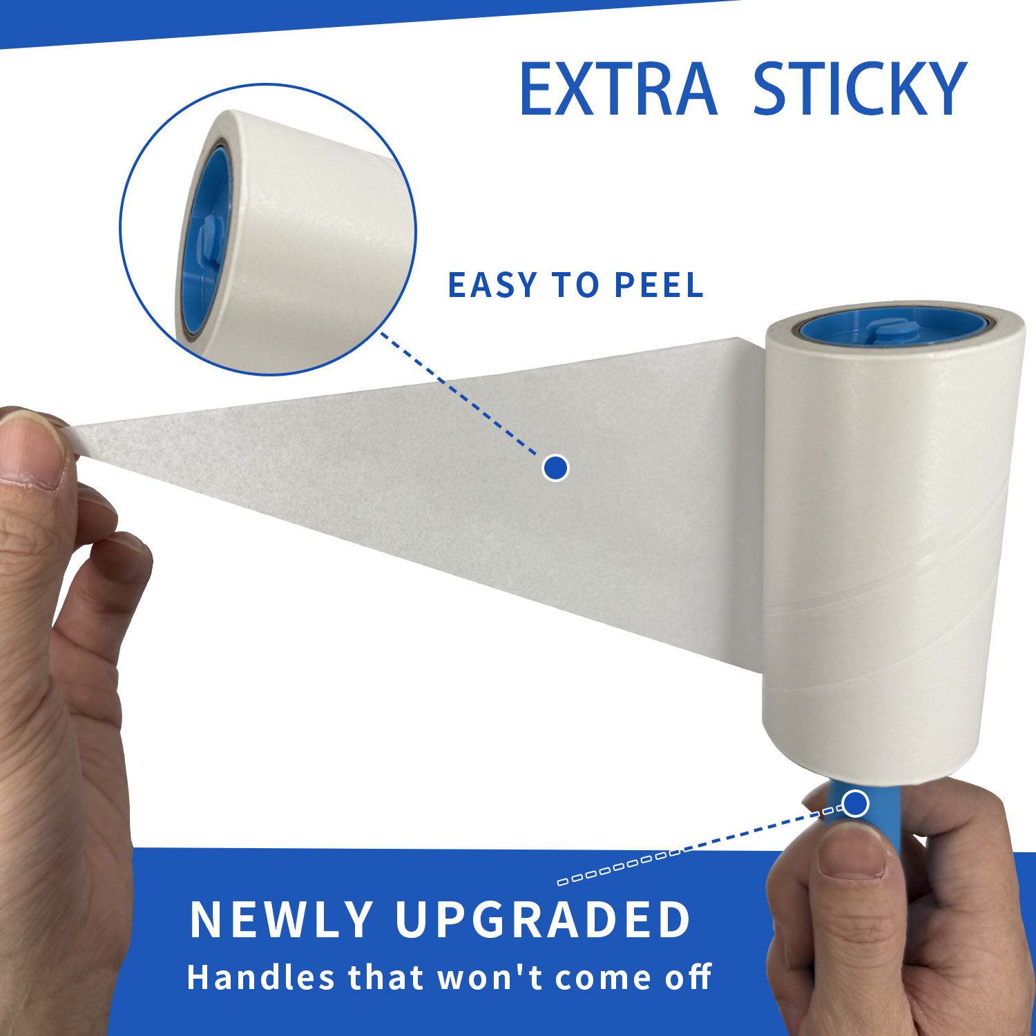 Cross-border Hot Sale Pet Hair Sticker 100 Tear Roller Hair Sticky Paper Tearable Replacement Dust Sticky Paper Clothes Cleaning