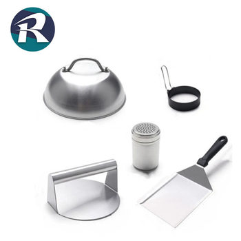 Cross-border Hot Selling Barbecue Five-piece Set suit Hamburg Pressure Lid Barbecue Shovel Flavor Bottle Teppanyaki Tools