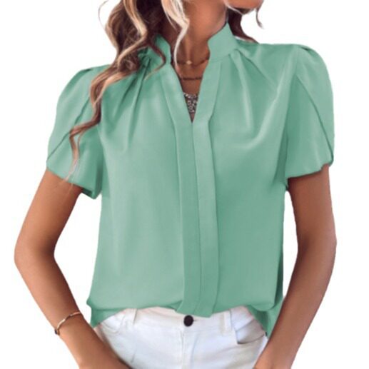 Casual Loose Fit Short Sleeve Solid Color Shirt Spring Summer Essential for Women Wholesale Availability