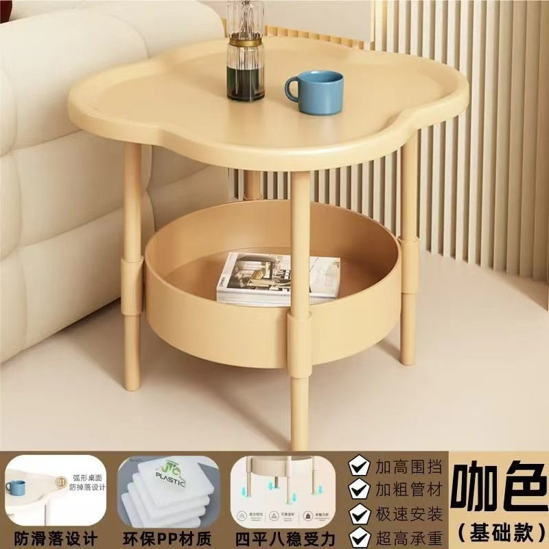 Thickened Four-Leaf Edge Bedroom Simple Movable Small Coffee Table Kitchen Storage Rack Multi-Functional Bedroom Bedside Table