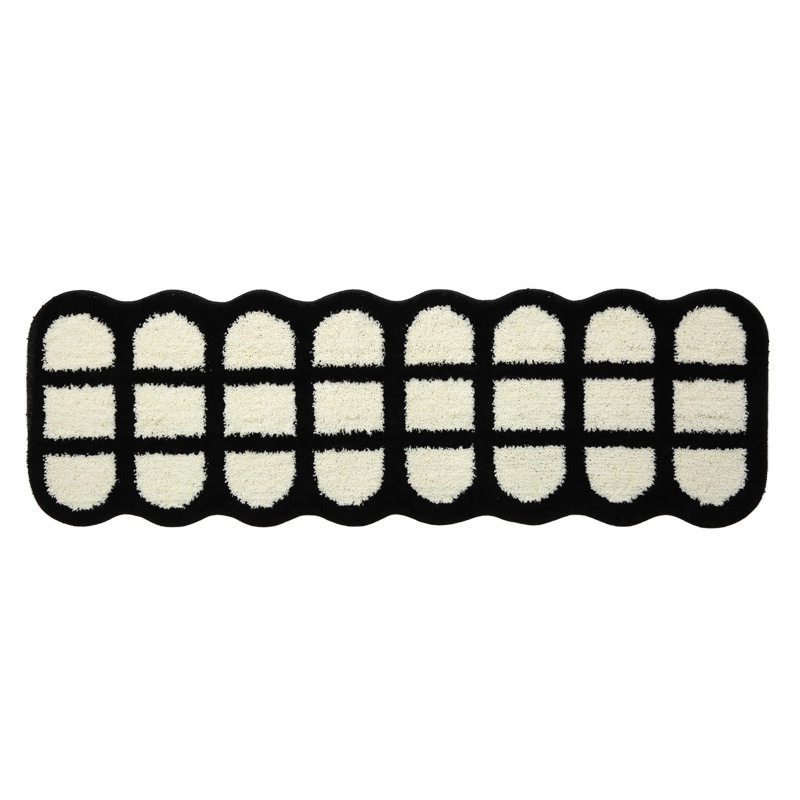 Black and White Checkered Bedroom Carpet Ins Style Bedside Blanket Long Sofa Coffee Table Mat Bed Front Bay Window Floor Mat Plush Master Bedroom