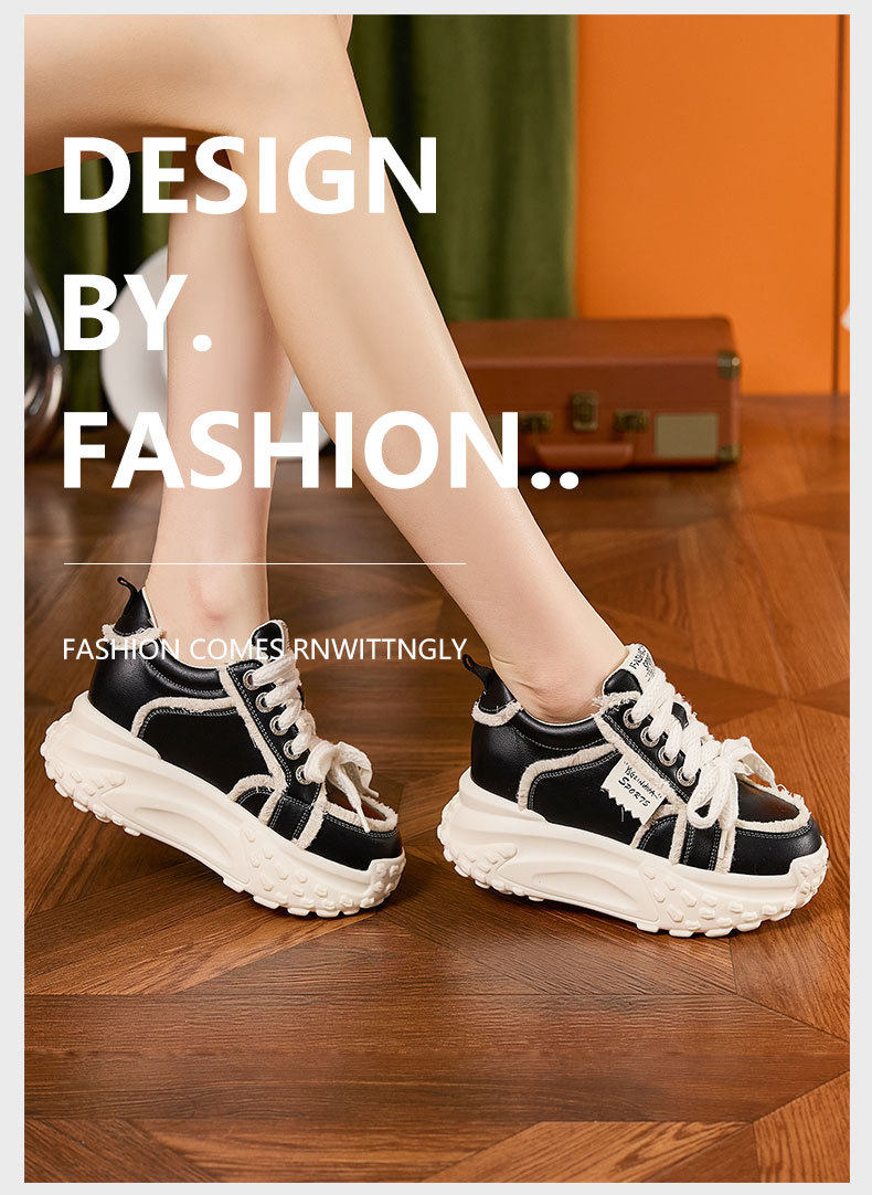 Giày sneaker nữ chạy bộ mesh thoáng mũi tròn dây buộc — Gạo trắng, Tối chi tiết 10