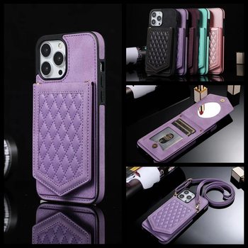 For iPhone16Pro Chanel Style with Mirror Side Skin Phone Case Apple 15 with Lanyard Protective Case S25