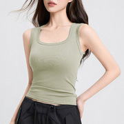 2025 New Summer Style Small Camisole I-Shaped Wide Shoulders for Girls to Wear Inside and Outside to Cover Side Breasts Pure Col