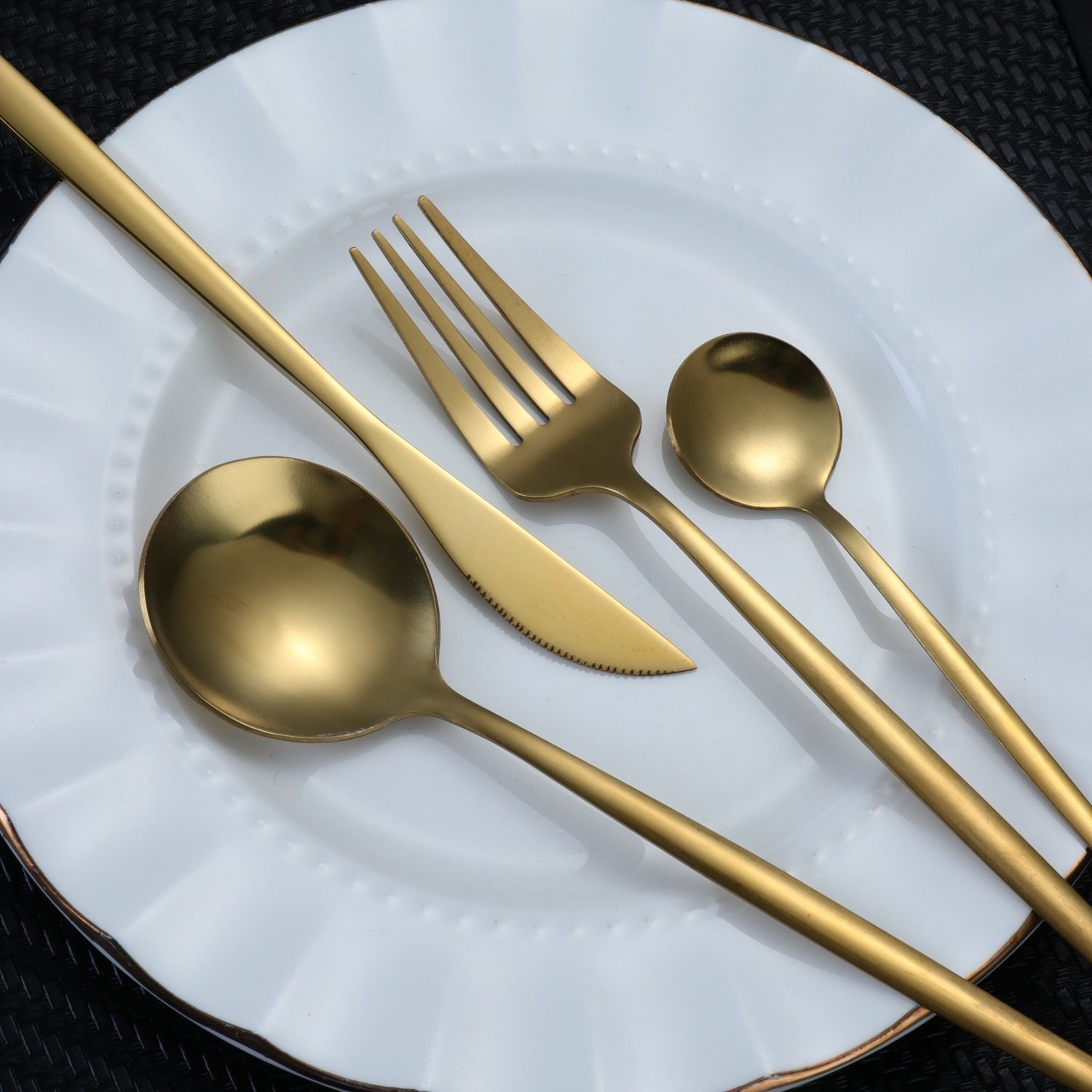 Cross-Border Stainless Steel Portuguese Western Cutlery Hotel Light Luxury Gold Steak Knife Fork Spoon Portable Storage for Home Use