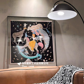 Source Factory Direct Sales Acrylic Silk Scarf Non-Destructive Framed Hermès H Family Accessible Luxury High-End Decorative Painting Mural