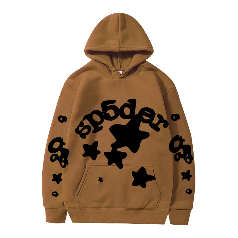 跨境 SP5DER蜘蛛网印花帽衫欧美潮牌大码宽松男女款连帽卫衣