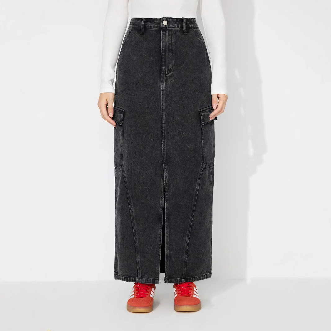 Vintage Loose Fit Denim Skirt Versatile Style Casual Wear European and American Fashion Wholesale Available
