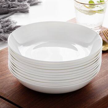 White Deep Plates for Home Use, Bone China Tableware, Hotel Simple Ceramic Dishes, Dinner Plates, Porcelain Plates, Round Plates Factory