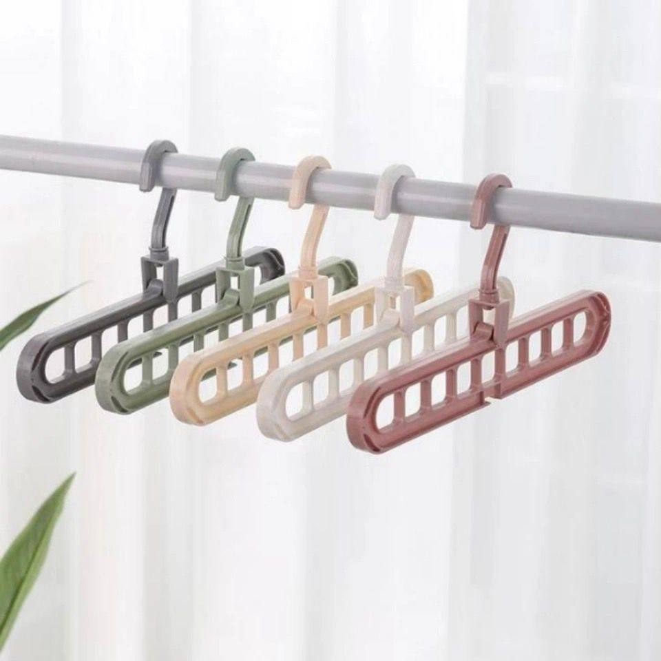 Nine-Hole Drying Space-Saving Creative Clothes Hanger Storage Artifact Multi-Functional Foldableing Clothes Hanger Magic Hanging Clothes for Home Use