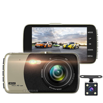Cross-Border 4-inch car driving recorder HD night vision front and rear double recording dual lens car reversing Image 1080p