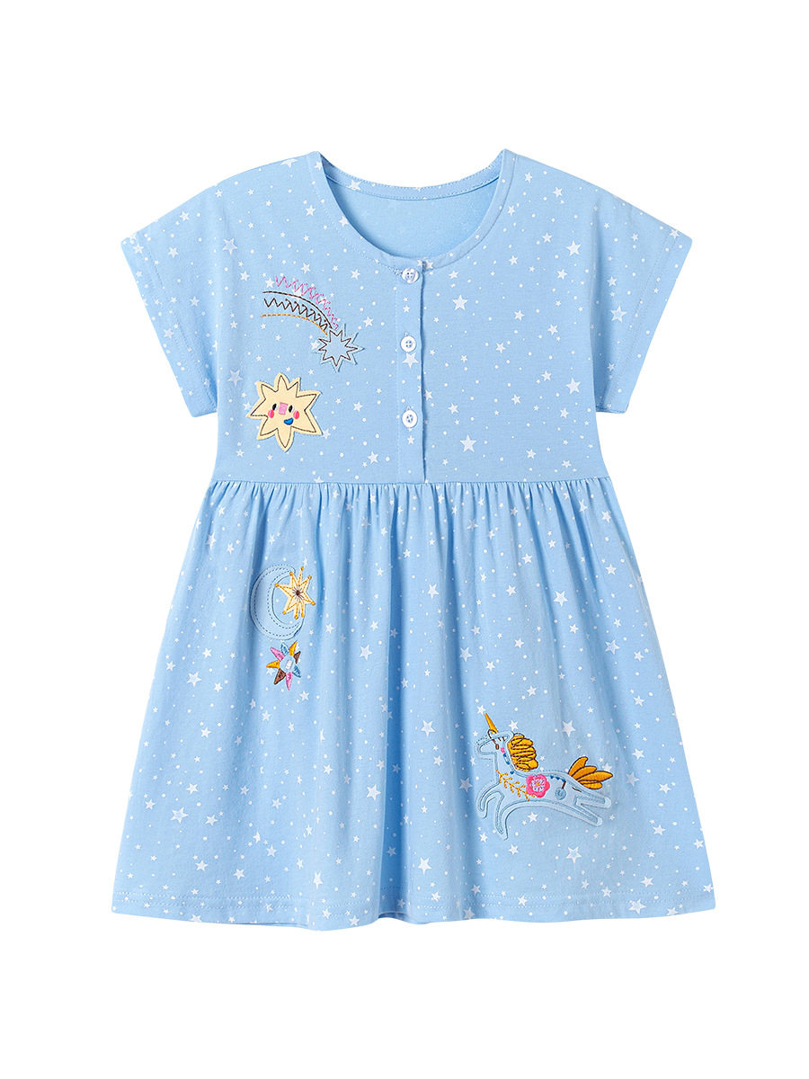 Robe de fille à manches courtes d'été, jupe pour enfants mignonne dessin animé, robe pour enfants