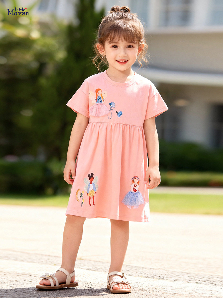 [Style] Cartoon Girls' Dress, Summer Cute Baby Skirt, Short-sleeve Kids' Dress