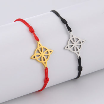 Cross-border Hot Selling Jewelry Titanium Steel Cutting Hollow Four Leaf Small Round 304 Stainless Steel Pendant Jade Line Bracelet