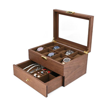 Spot Double-Layer Red Rosewood Watch Box Retro Watch Wooden Box 20 Wooden Watch Storage Display Boxes