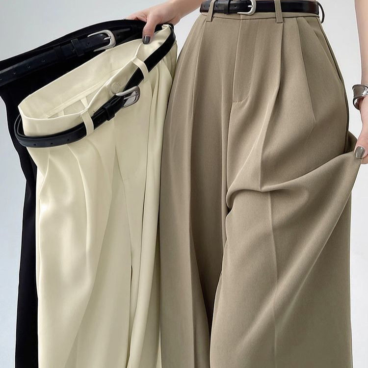 High Waisted Wide Leg Trousers Loose Fit Elegant Draping Versatile Style Perfect for Casual or Formal Occasions