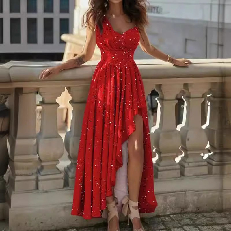 Spring Womens Dress Fashionable Asymmetrical High Waist Design Elegant Evening Gown Wholesale Available