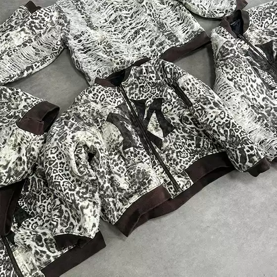 Mowalola Ksubi Visual Leopard Print Jacket Ins Cut Design Autumn and Winter Bomber Cotton Jacket