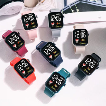 New Heart Small Square Couple Kidsren's Watch Sports Led Digital Watch Student Digital Watch Large Dial