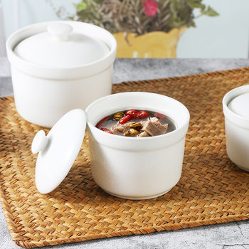 4 Inch Ceramic Water-proof Small Stew Pot with Lid Small Soup Pot Dessert Sugar with Lid Supplements Bird's Nest Steamed Egg Bowl Commercial Shaxian