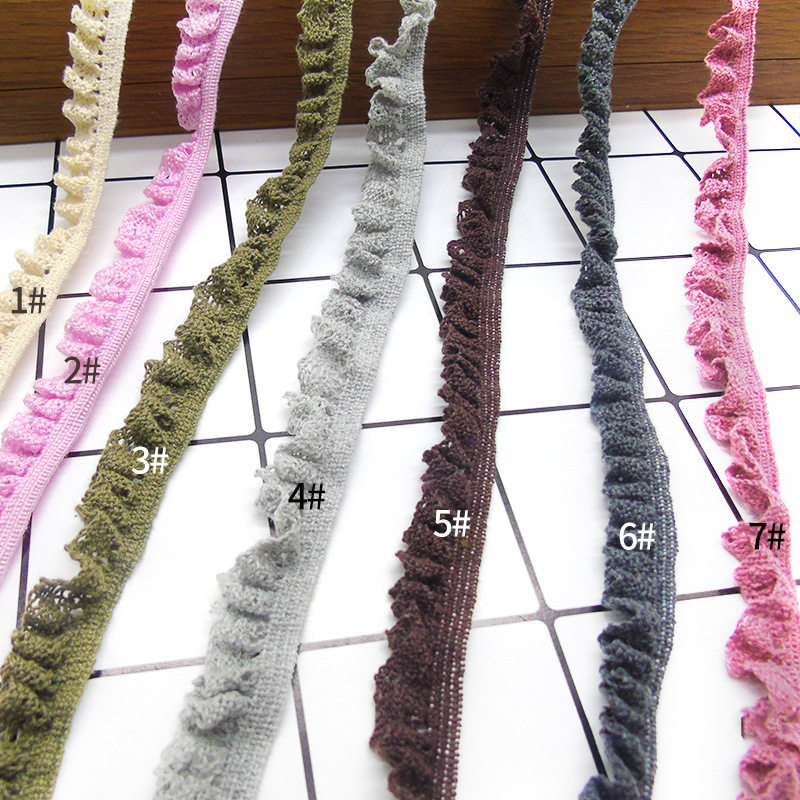 1.5cm Elastic Colorfulful Cotton Thread Lace Children's Clothing Straightening Elastic Clothing Accessories DIY Clothing Webbing Materials Wholesale