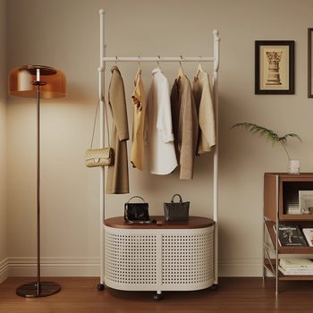 Removable Floor Hanger Household Bedroom Simple Light Luxury Coat Rack Cream-style Multi-functional Storage Hanger