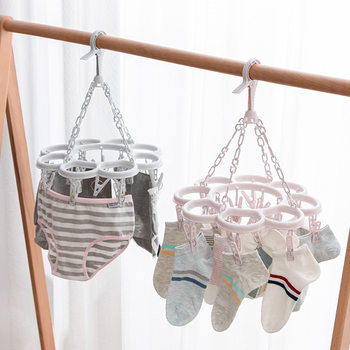 Sock Drying Clip Round Plastic Dormitory Multi-Functional Adult Windproof Clothes Drying Clip Underwear Anti-Slip Clothes Drying Rack Wholesale