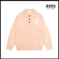 Light pink [8202 white heart jacquard polo collar]
