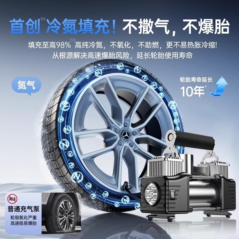 Car Air Pump, Car Air Pump, Portable Tire Pump, Double-Cylinder Electric Air Pump for Cars