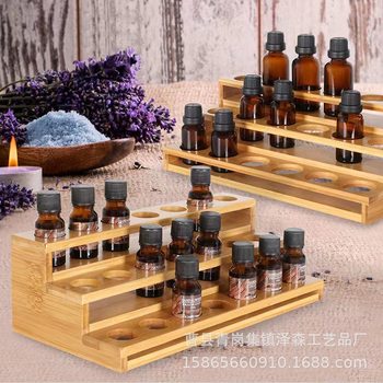 Bamboo wooden essential oil Display rack bedroom living room desktop nail polish storage rack wooden double-layer multi-grid storage rack