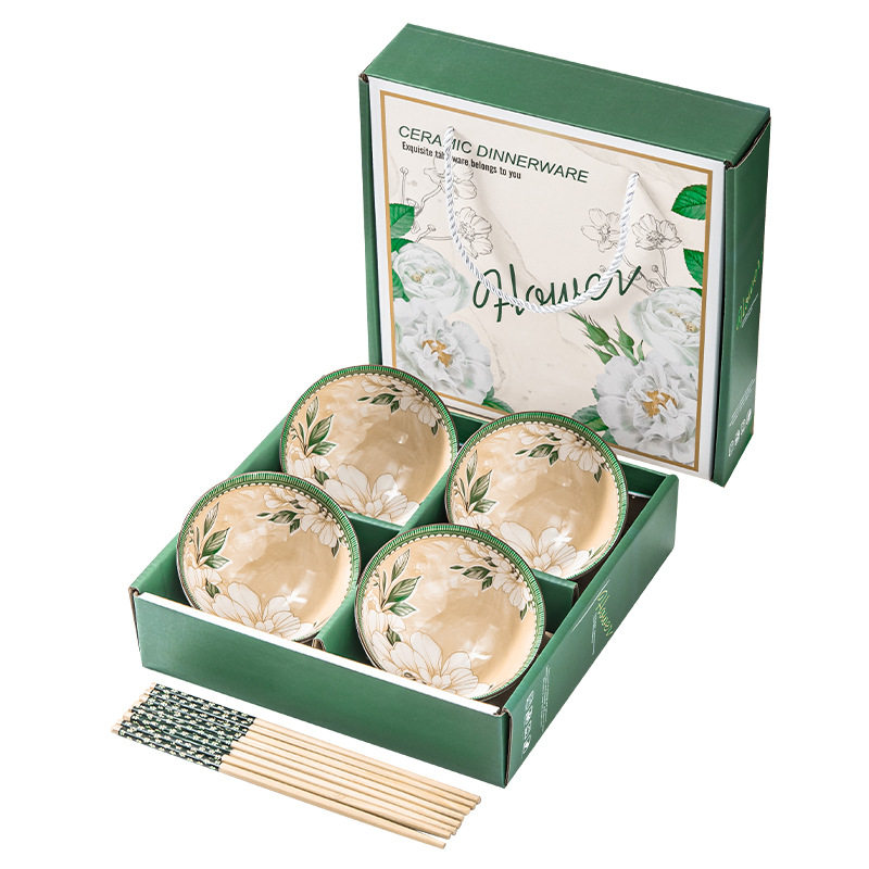 Ceramic tableware dishes suit sets of bowls and chopsticks suit gift box opening activities wedding exhibition hand gift small gifts