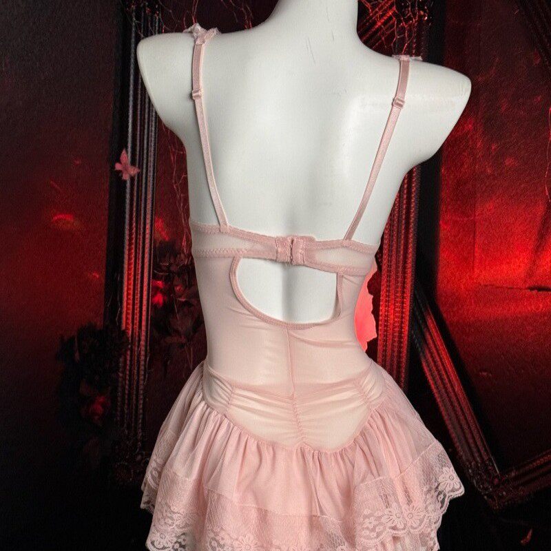 半糖引力碎花印染甜美鱼骨胸衣带胸垫纯欲吊带情趣内衣聚拢女992