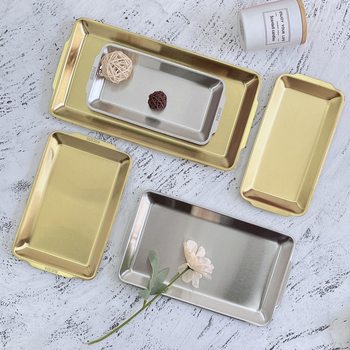 304 Stainless Steel Rectangular Plate Household Barbecue Plate Barbecue Plate Fruit Plate Beef Plate Sushi Plate Dish Tray