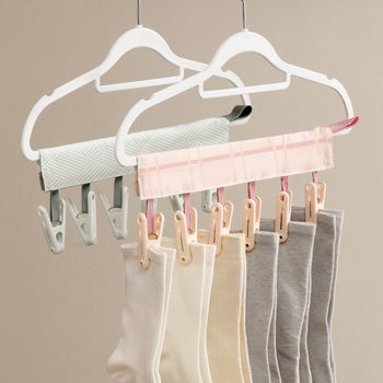 Travel 6-Row Foldableing Clothes Hanger, Portable Drying Intimates, Intimates, Socks Clip Storage, Travel Business Trip, Hotel Clothes Drying