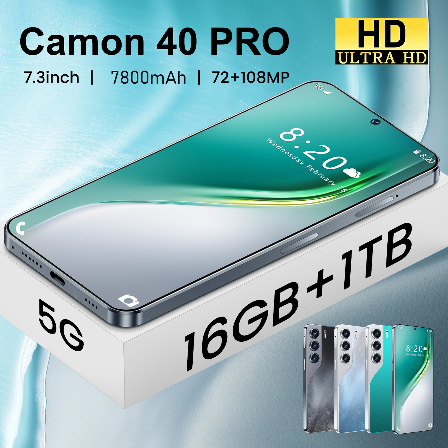Camon40 Pro трансграничный мобильный телефон с диагональю экрана 16 + 1 ТБ7,3 дюйма для внешней торговли, смартфон источник производитель Изображение 1