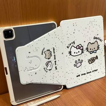Cartoon Kitten iPad Air4/5/6/7 Protective Cover Rotating Acrylic Apple iPad Pro/11A16/10Th Generation