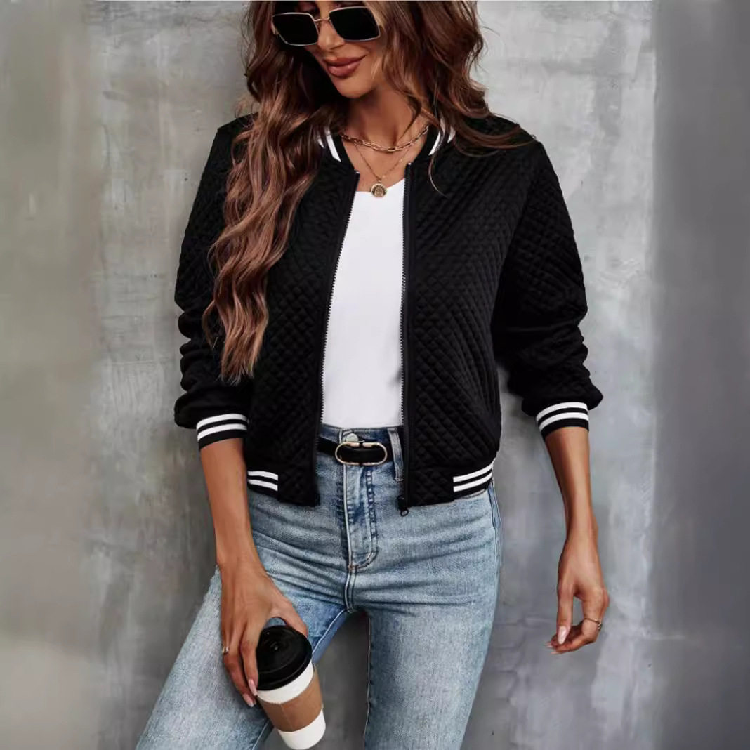 Fall Printed Zip Detail Cardigan Jacket Long Sleeve Lightweight Stylish Design Perfect for Casual Outings Wholesale