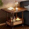 Mobile Trolley Living Room Solid Wood Side Storage Rack Small Apartment Sofa Side Cabinet Tea House Folding Small Table