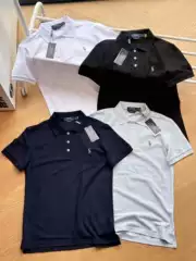 Cross-Border Exclusive Rl Laffy Pony Embroidered Lapel Polo Shirt for Men and Women Work Clothing Casual Pique Pure Cotton Short-Sleeved T-Shirt