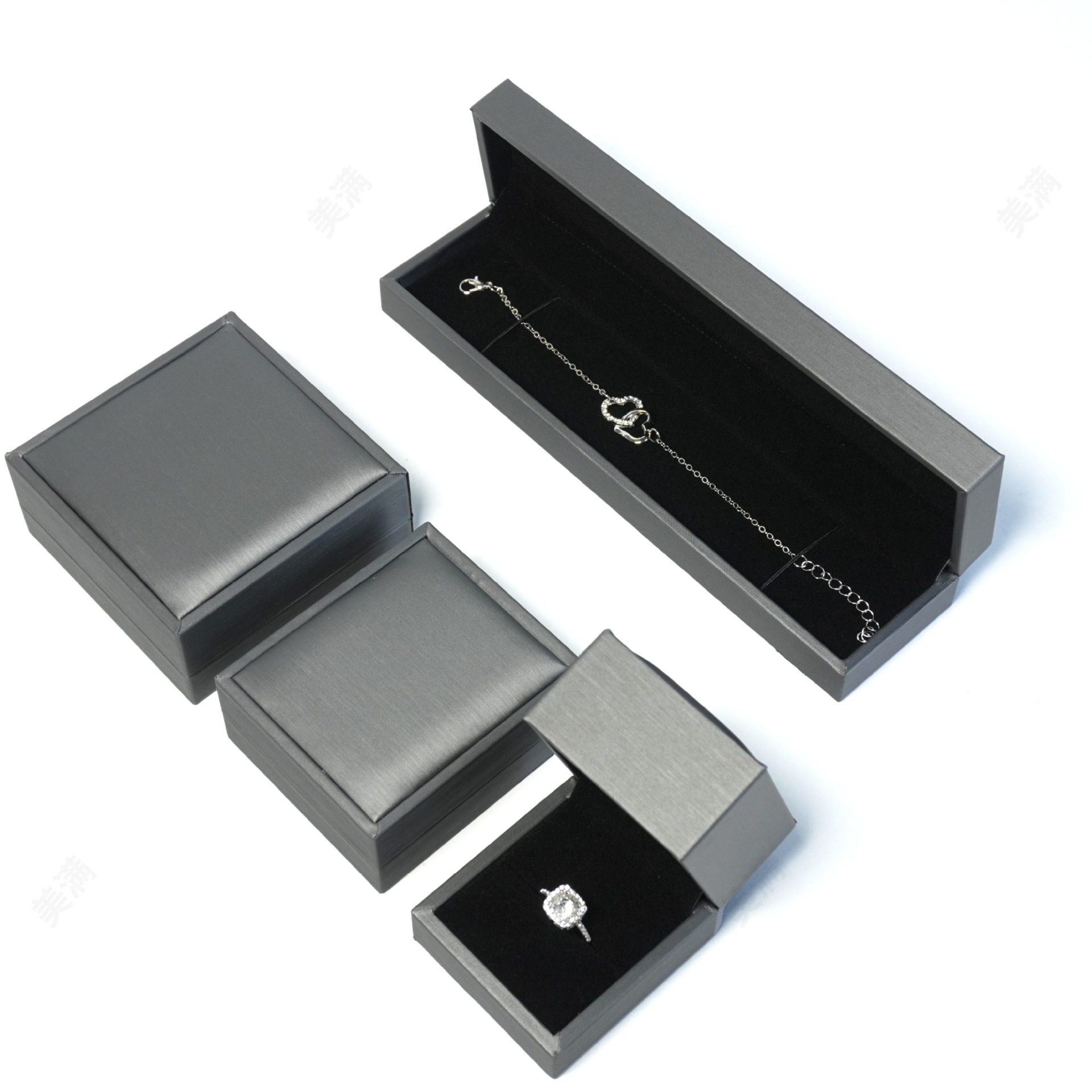 Brushed Pu Leather Jewelry Packaging Ring Box Accessible Luxury High-End Necklace Bracelet Long Chain Jewelry Box Customization