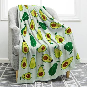 Cross-Border Avocado Print Flannel Plush Cute Fruit Blanket Four-Season Universal Bed Sheetss Bedspread Picnic Blanket
