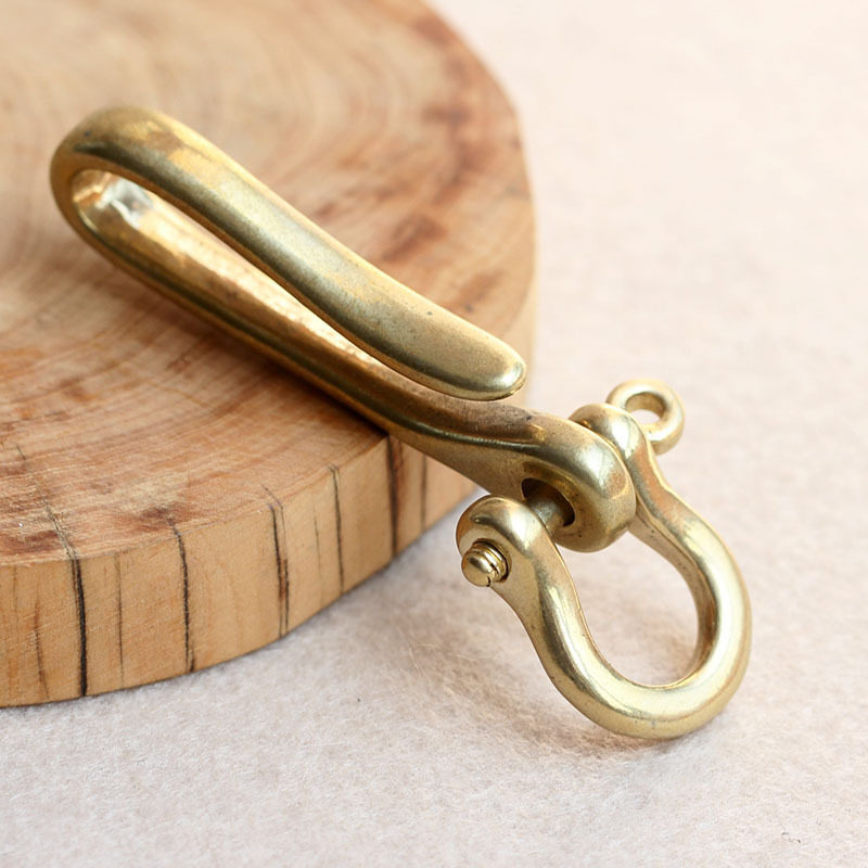 Brass vintage keychain U-shaped waist hanging horseshoe buckle Lobster hook car key ring financial cloth hook pendant