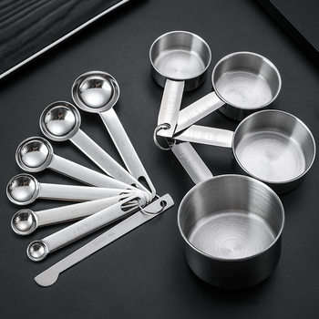 Stainless Steel Measuring Spoon Measuring Cup Set Multi-Piece Coffee Bean Milk Powder Measuring Spoon with Graduated Measuring Cup Kitchen Baking Tools