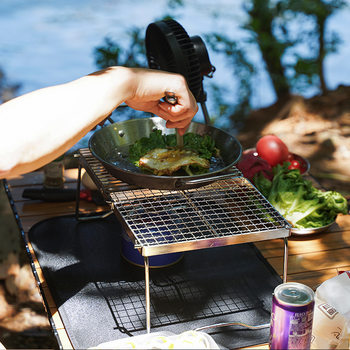 Barbecue Oven Outdoor Portable Camping Stainless Steel Thickened Bracket Hob Double-Foldable Small Shelf