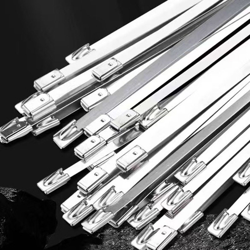 304 Stainless Steel Cable Tie 4.6*300 Self-Locking Metal Marine Cable Tie Outdoor High Temperature Resistant Cable Tie Steel Belt