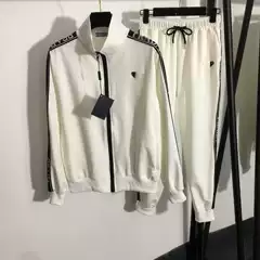 Shenzhen South Oil Goods High end Women's Triangle Logo Collar Long Sleeve Zipper Coat+Ribbed Edge Elastic Waist Casual Pants